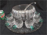 -12, Punch Bowl Set, Applied Handles to Cups