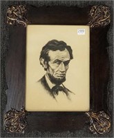 Portrait of Lincoln in oak frame - 14" x 17" O.D.