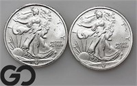 2-coin Lot, 1/10oz Silver Rounds, 2/10 ounce total
