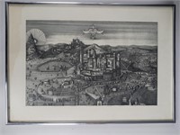 RARE Petrovic, Medevil Town, Ink Drawing
