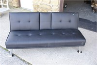 Black Futon with Armrest and Drink Holders