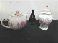 Vintage decorative teapot, 8 in jar with lid made