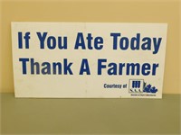 Thank A Farmer Plastic Sign - 12 x 24