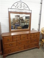 Wooden 12-Drawer Dresser w/ Mirror -