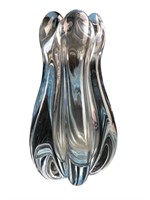 Signed Orrefors Heavy Blue Crystal Vase