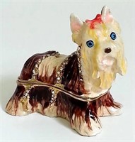 Vintage Emperor Dog Enamel Hinged Bejeweled