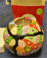 Vtg Boho Style Multi color Millefiori Ball Candle