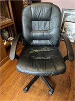 Black Faux Leather Rolling Office Chair,