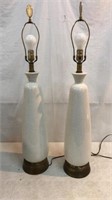 2 Tall White Eggshell Lamps Q5C