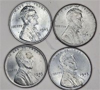 1943-43d-43s-43 AU Grade Steel Wheat Cents WWII