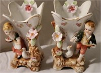 Pair of Victorian Style Porcelain Vases