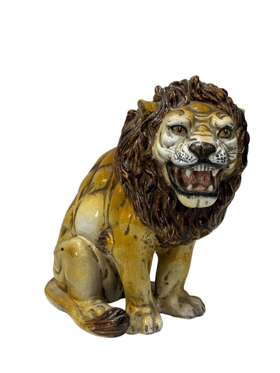 Italian Lion Pottery Sculpture