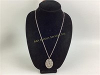 Sterling necklace w/rose pendant 25 grams