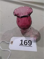 Hand-Blown Cranberry Vase