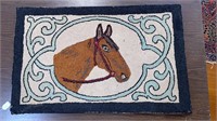 2 HORSE THEMED HOOKED RUGS