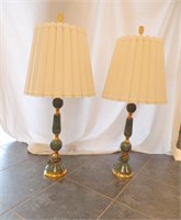 PR OF BRASS & MARBLE BASE TABLE LAMPS