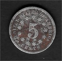 1867 Shield Nickel, Variety 2 - Without Rays