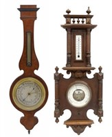 (2) FRENCH CARVED MAHOGANY BAROMETERS