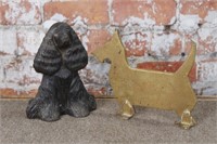 2 Dog Doorstops: a cast iron Metalcrafters "Dream