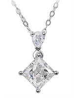 925S 1.0ct Moissanite Diamond Princess Necklace