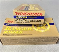 (100) Rnds 40 S&W, Winchester Ranger, 180 Gr