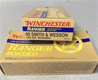 (100) Rnds 40 S&W, Winchester Ranger, 180 Gr