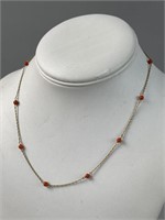 16'' 14KYG Coral Bead Necklace
