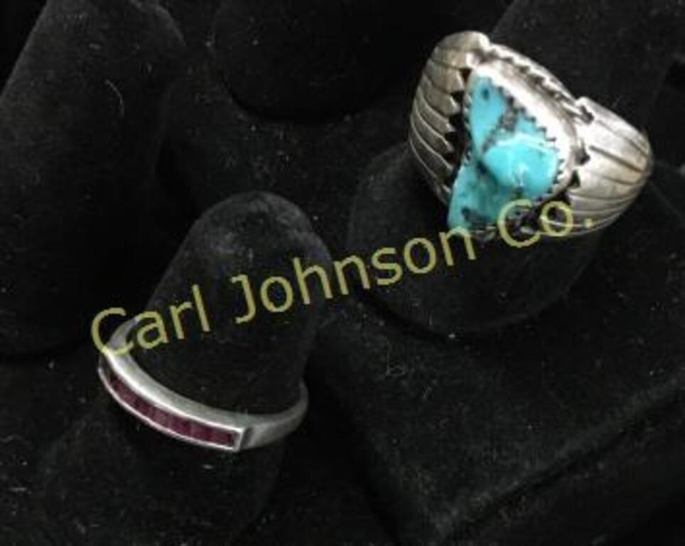 2 STERLING RINGS WITH STONES