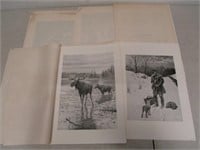 Lot of Vintage A.B. Frost Prints w/ Covers - 12x17