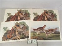 4 Numbered Plate Prints Drawn by J.J. Audubon