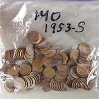 140ct 1953 Wheat Pennies S Mint