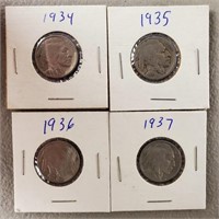 4ct 1934-1937 Buffalo Nickels