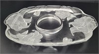 Studio Nova Etched Glass Chip & Dip Platter vtg