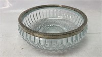 Silver Rimmed Heavy Glass Bowl