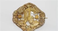 Antique 18ct yellow gold bird and flower brooch