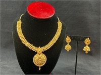 Goldtone necklace & earrings set. India
