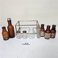 Mini Brown Glass Bottle Salt Pepper Shakers