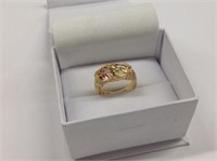 10k tri colored gold Wide band Ring in leaf
