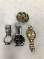 3 Men's Watches and Belt Buckle