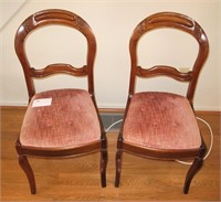Pair of Victorian balloon back side chairs,