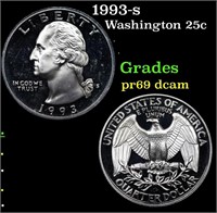 Proof 1993-s Washington Quarter 25c Grades GEM++ P