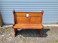 SMALL WOODEN CHURCH PEW STYLE BENCH