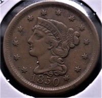 1850 LARGE CENT XF