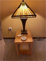 TIFFANY STYLE MISION LAMP & END TABLE