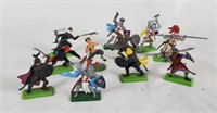 Lot Of 10 Medieval Fighters Plastic Figures