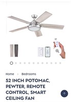 Potomac 52" LED Ceiling Fan-Brushed Nickel