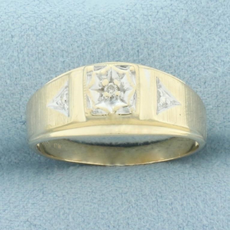 Mens Diamond Ring in 10k Yellow Gold