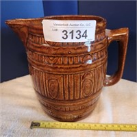 Vintage Unmarked Brown Pottery Pitcher