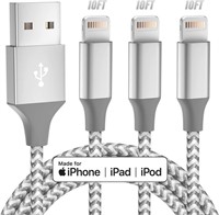 P4365  Bkayp iPhone Charger 10ft 3 Pack, Gray