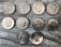Lot of 10 Assorted Kennedy Half Dollars